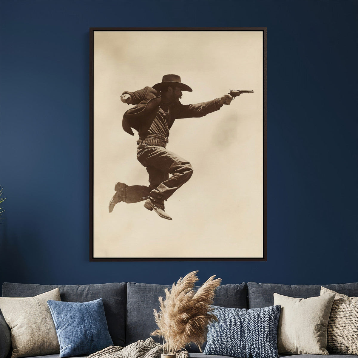 Vintage Cowboy Wall Art Canvas Print, Western Gunfighter Decor