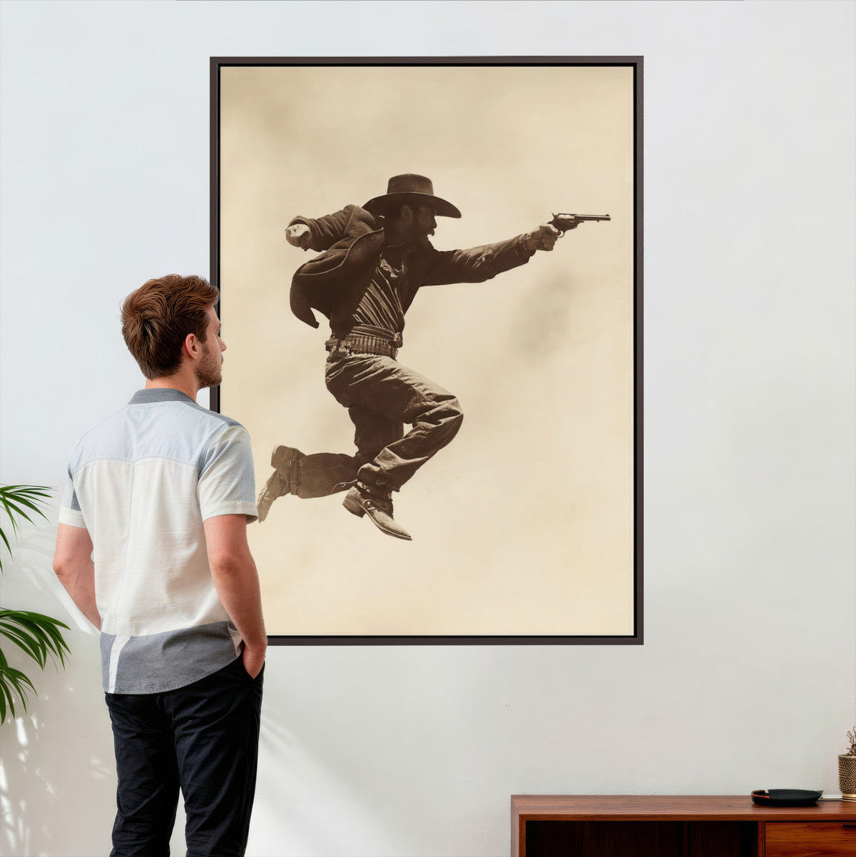 Vintage Cowboy Wall Art Canvas Print, Western Gunfighter Decor