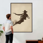 Cowboy Canvas Wall Art, Western Gunslinger Sepia Photo Print, Vintage
