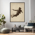 Cowboy Canvas Wall Art, Western Gunslinger Sepia Photo Print, Vintage