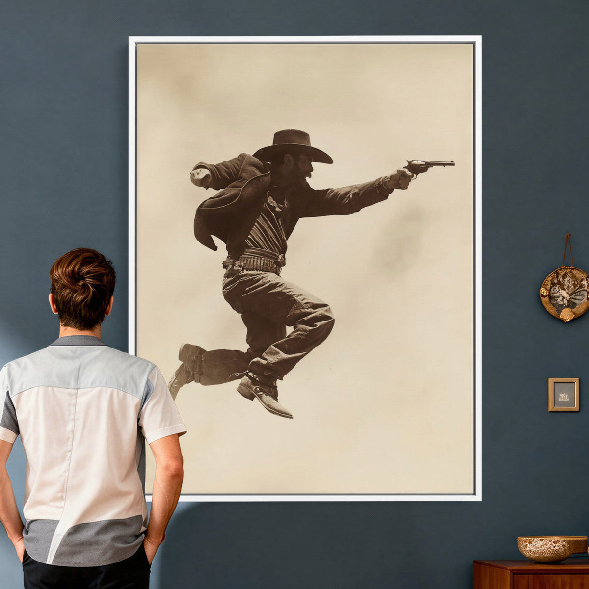 Vintage Cowboy Wall Art Canvas Print, Western Gunfighter Decor