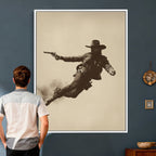 Cowboy Canvas Wall Art, Western Gunslinger Sepia Photo Print, Vintage