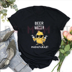Rustic Farm Humor T-Shirt – "Beer Time" Chicken Graphic Tee