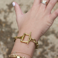 Equestrian Horse Bit Toggle Bracelet 18K Gold Non Tarnish