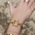 Equestrian Horse Bit Toggle Bracelet 18K Gold Non Tarnish