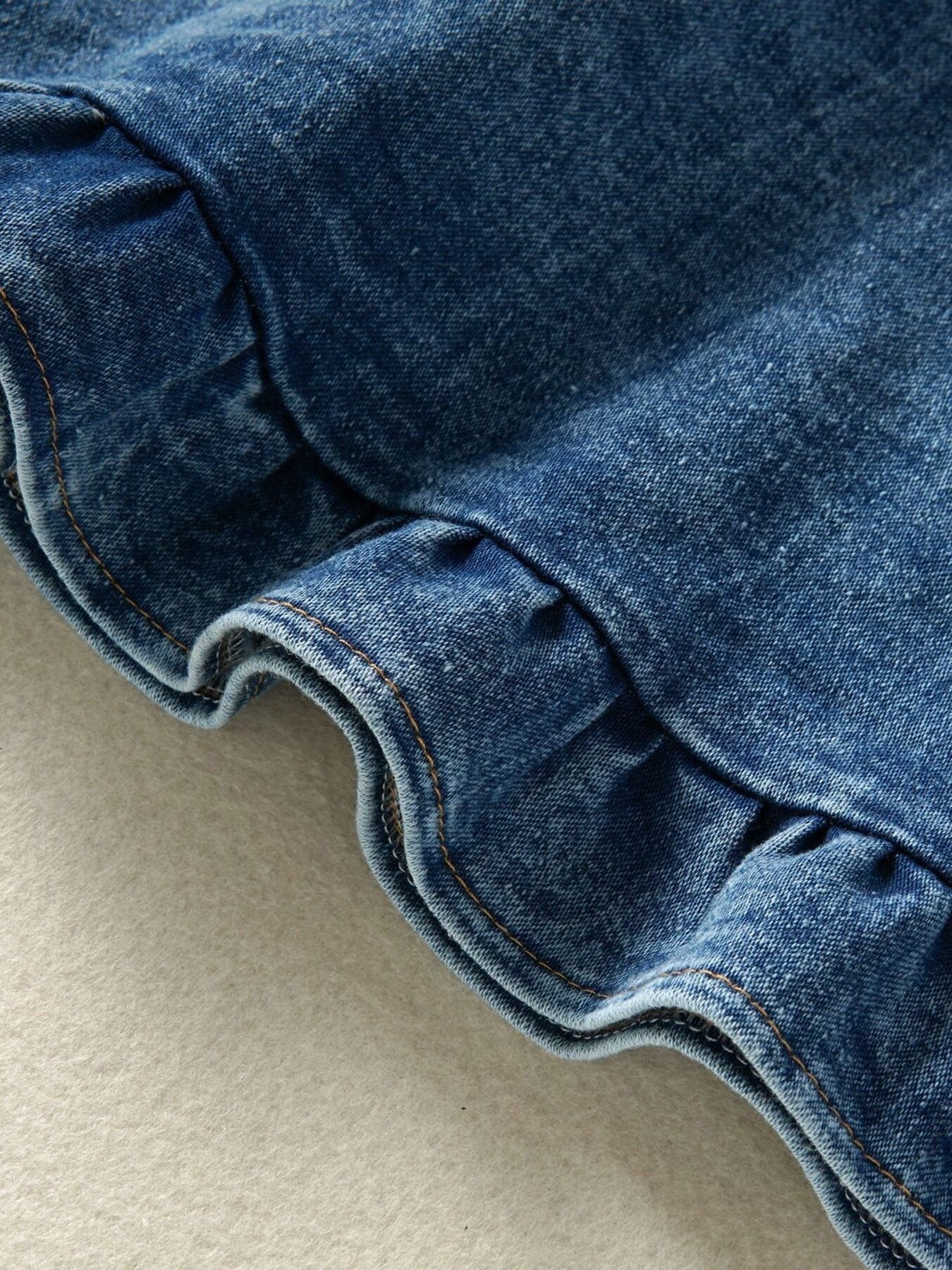 Children's Ruffled Hem Denim Overall Dress
