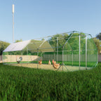 9.94×25.68 FT Large Walk-In Chicken Coop | Galvanized Steel Poultry Run with UV Waterproof Tarp & Lockable Doors — Hen House & Farm Pen