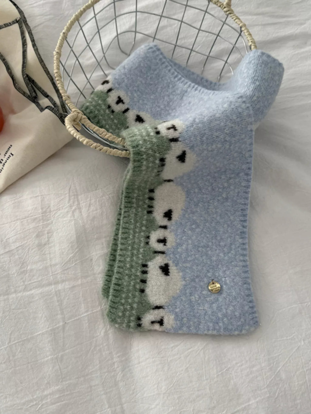 Sheep Pattern Knitted Scarf