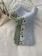 Sheep Pattern Knitted Scarf