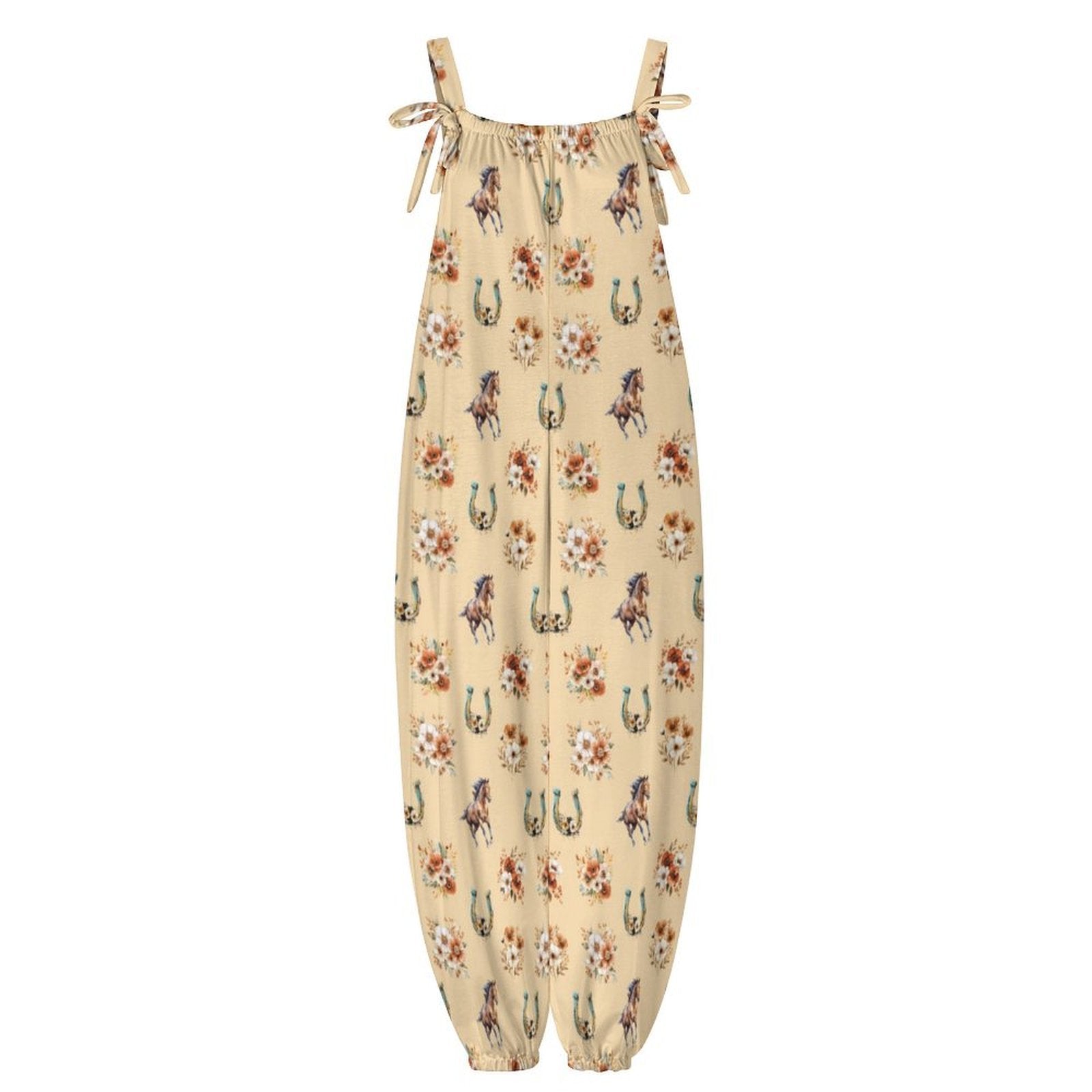 Baha Ranch Floral Horse Western Country Girl Overalls Jumpsuit