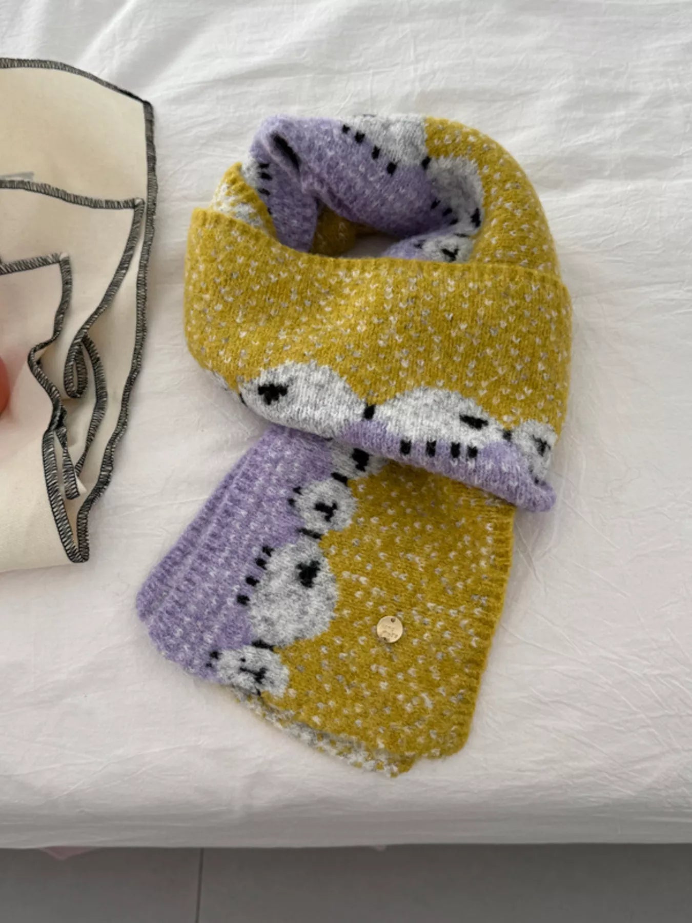Sheep Pattern Knitted Scarf