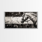 Monochrome Horse, Equestrian Wall Art, Canvas Print, Rustic Black and White Painting, Farmhouse Wall Decor, Western Wall Art