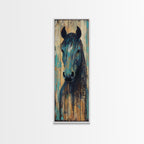 Rustic Blue Horse Painting Canvas Print Farmhouse Wall Art Vintage Horse Art Moody Art Living Room Art Southwest Wall Art