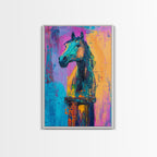 Colorful Horse, whimsical art, horse wall art, vibrant painting, pink abstract art, geometric wall art, boho art, Canvas Print