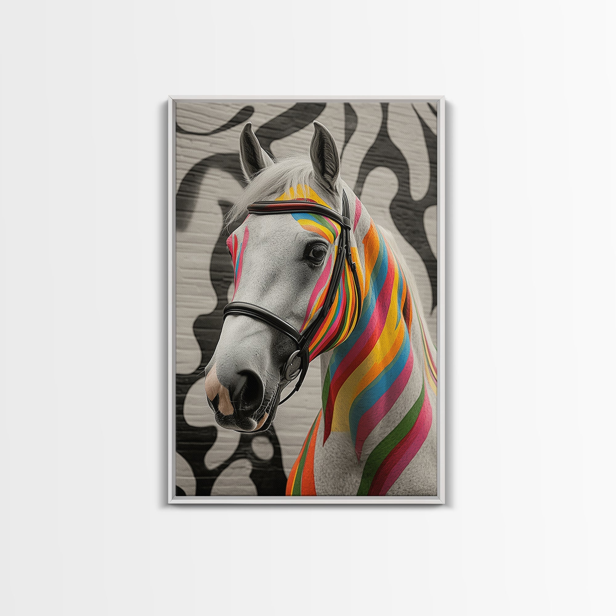 Painted Horse, Graffiti Wall Art, Colorful Horse Art, Whimsical Art, Boho Art, Southwest Wall Art, Canvas Print, Gift Idea