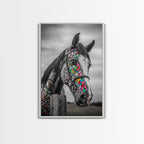 Painted Horse, Mosaic Wall Art, Blotter Art, Horse Wall Art, Boho Art, Colorful Western Art, Canvas Print, Gift Idea