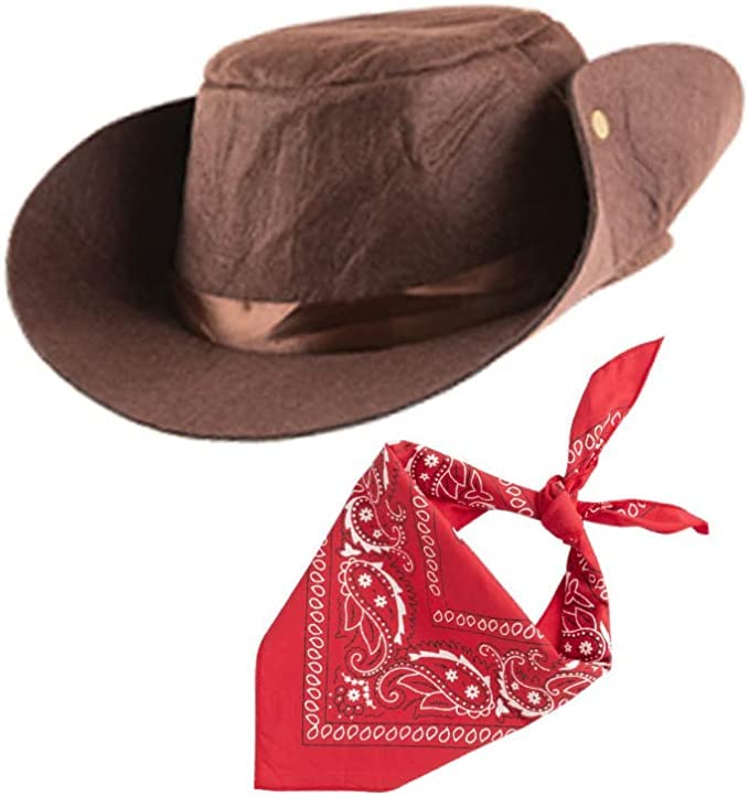 stylesilove Toddler Boys Blue Western Cowboy Vest, Pants, Hat, Red Bandana and Belt 5pcs Outfit