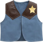 stylesilove Toddler Boys Blue Western Cowboy Vest, Pants, Hat, Red Bandana and Belt 5pcs Outfit