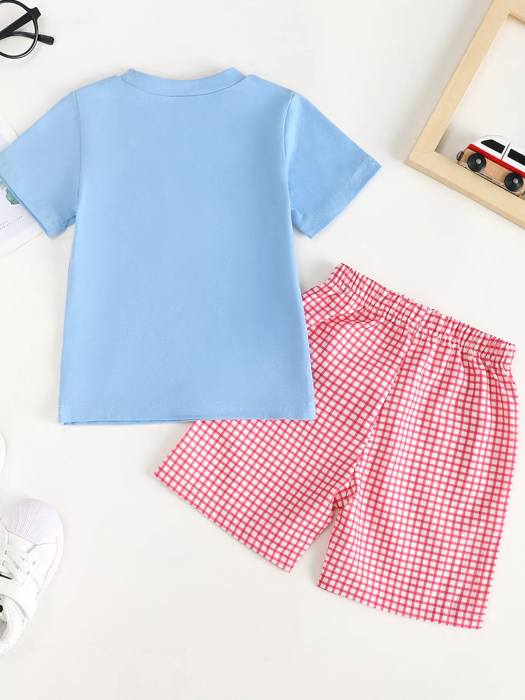 Children's Chicken T-shirt and Gingham Shorts Set