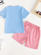 Children's Chicken T-shirt and Gingham Shorts Set