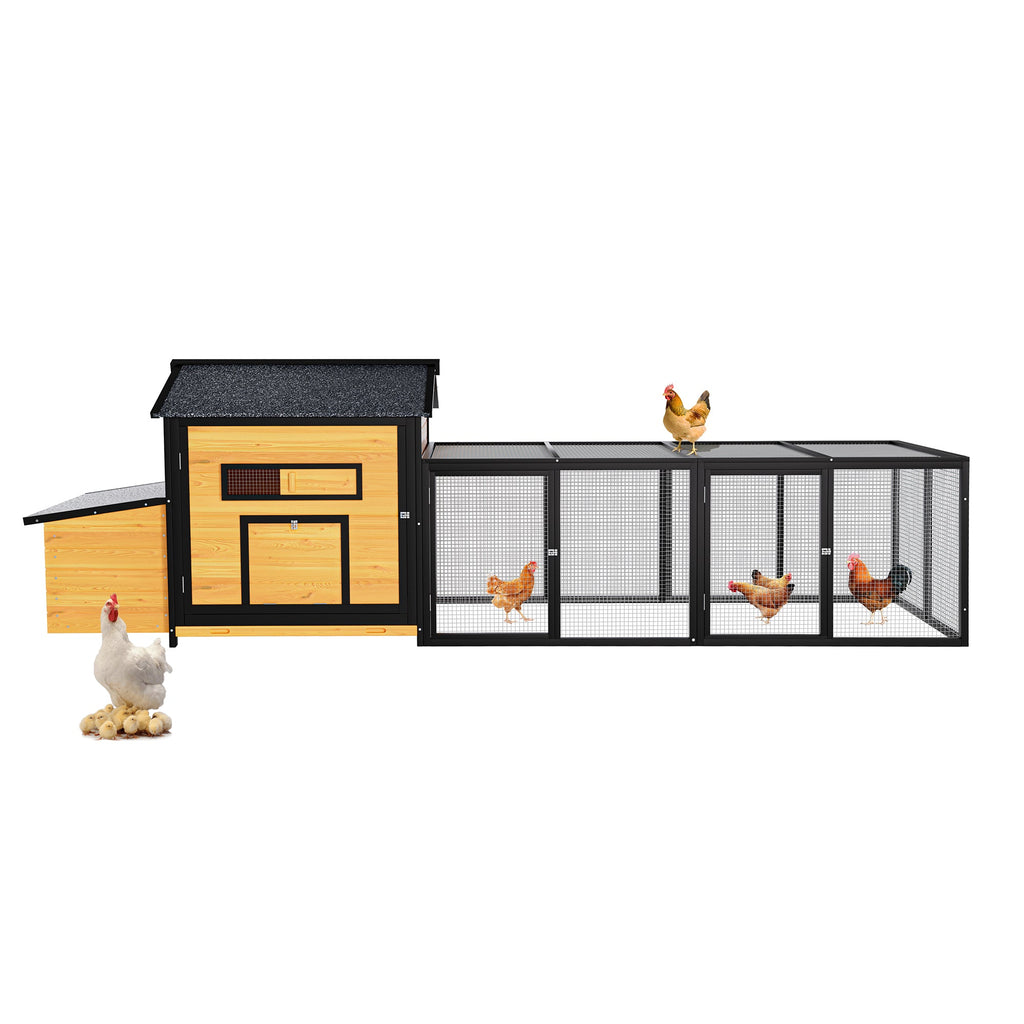 114" Wooden Chicken Coop with Outdoor Run