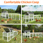 Wooden Chicken Coop, Large Outdoor Hen House with Run and Nesting Box