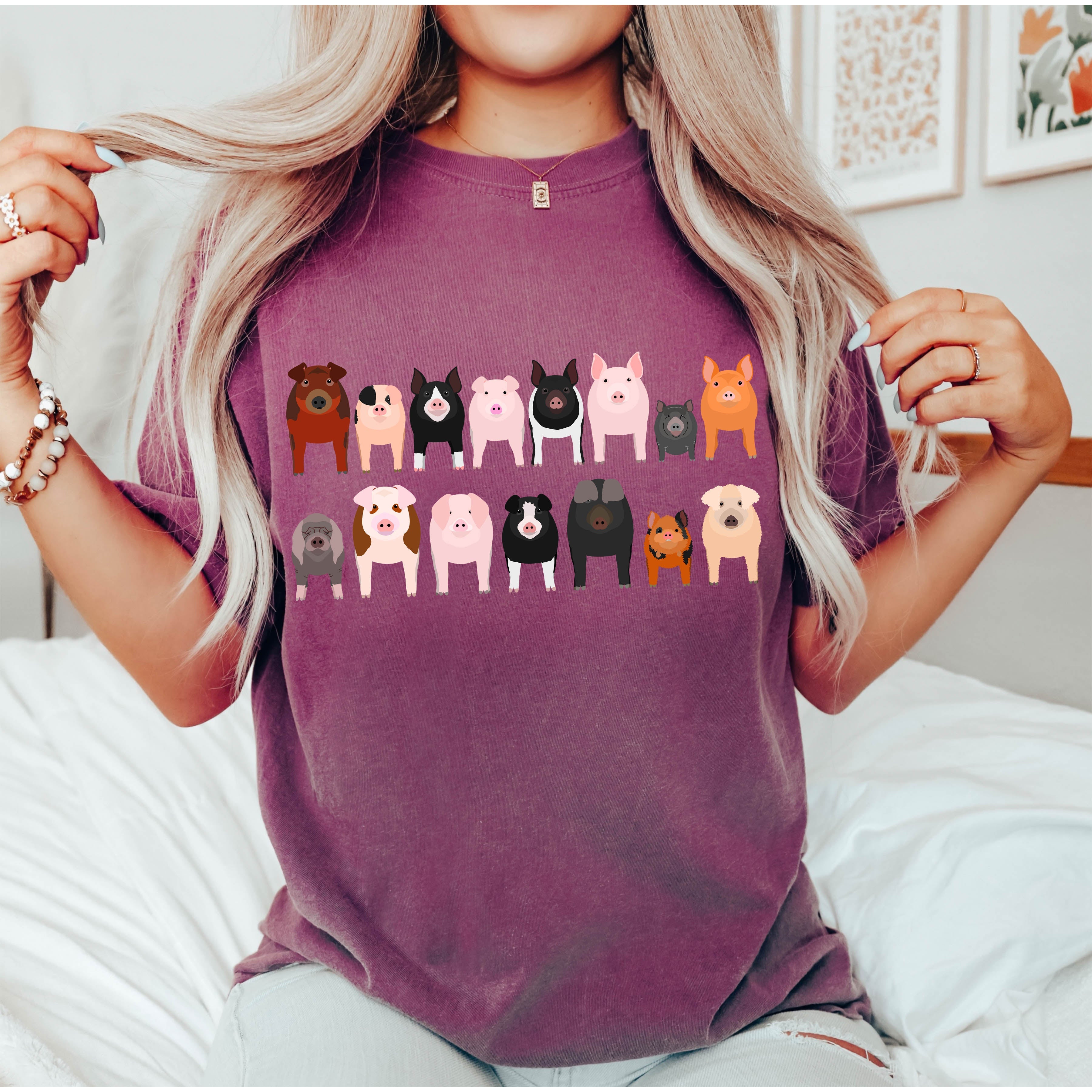 Pig Lovers Farm Animal Illustration Breeds Pet Portraits And Farm Life Enthusiasts Comfort Colors Tee