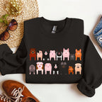 Pig Breeds Farm Animal Lover Illustration Graphic For Pig Enthusiasts Sweatshirt