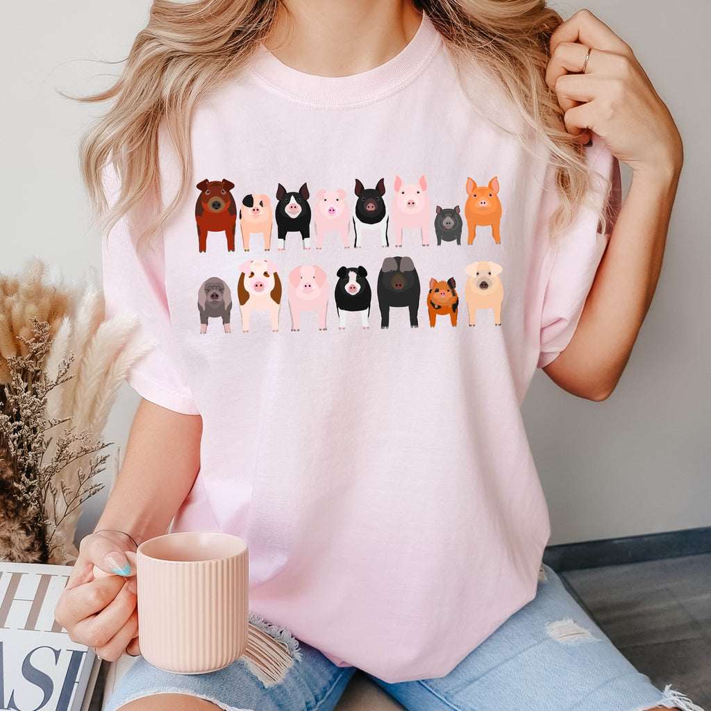 Pig Lovers Farm Animal Illustration Breeds Pet Portraits And Farm Life Enthusiasts Comfort Colors Tee