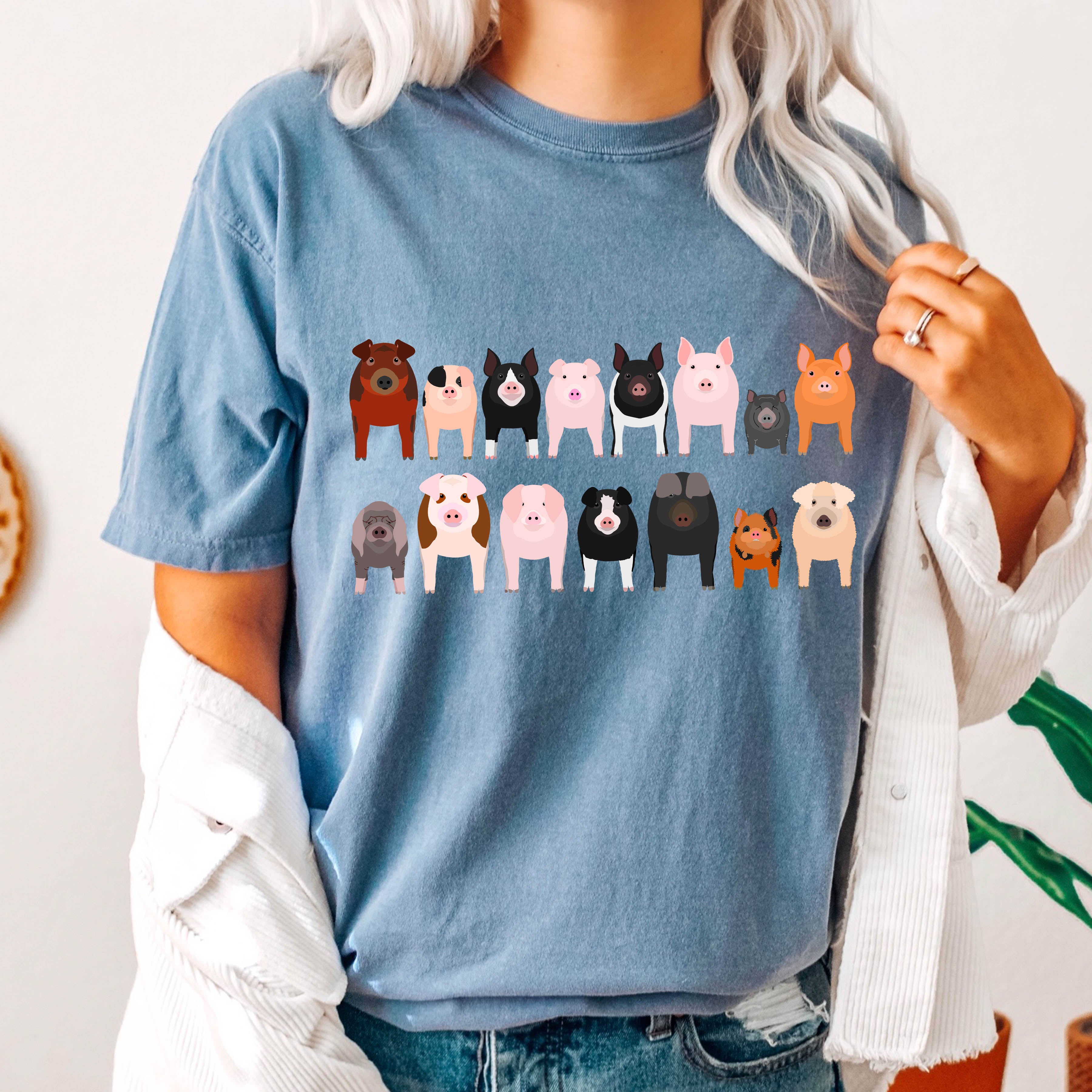 Pig Lovers Farm Animal Illustration Breeds Pet Portraits And Farm Life Enthusiasts Comfort Colors Tee
