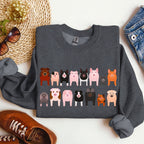 Pig Breeds Farm Animal Lover Illustration Graphic For Pig Enthusiasts Sweatshirt