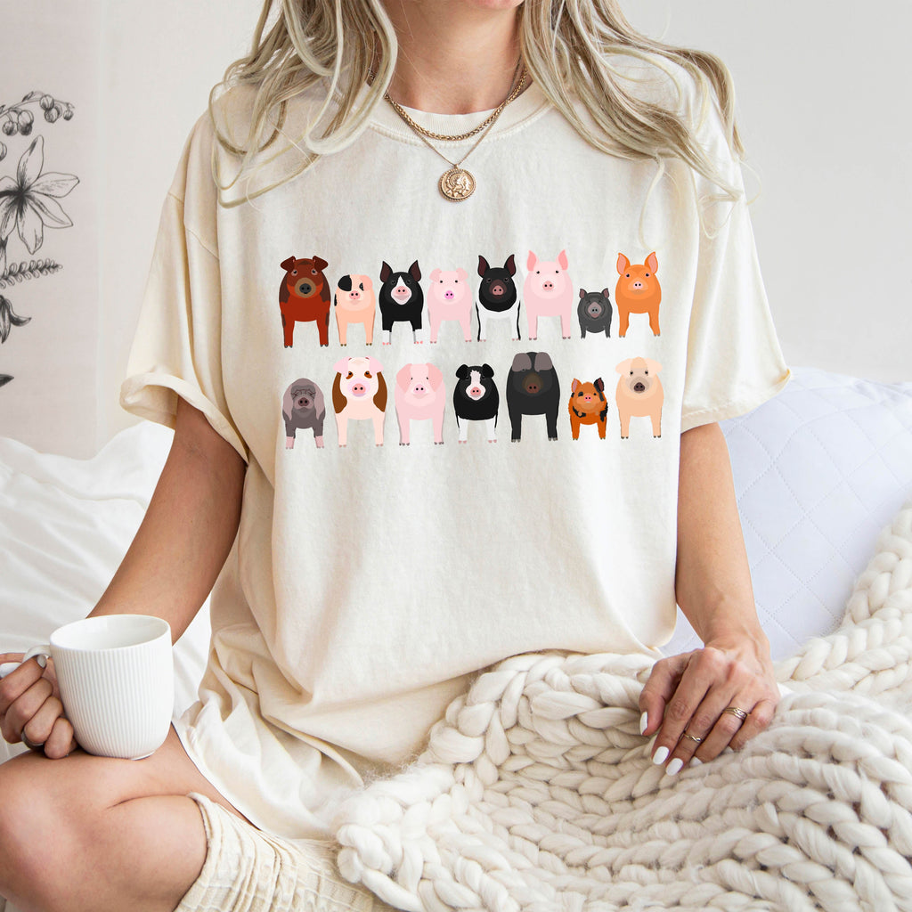 Pig Lovers Farm Animal Illustration Breeds Pet Portraits And Farm Life Enthusiasts Comfort Colors Tee