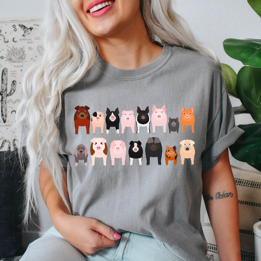 Pig Lovers Farm Animal Illustration Breeds Pet Portraits And Farm Life Enthusiasts Comfort Colors Tee