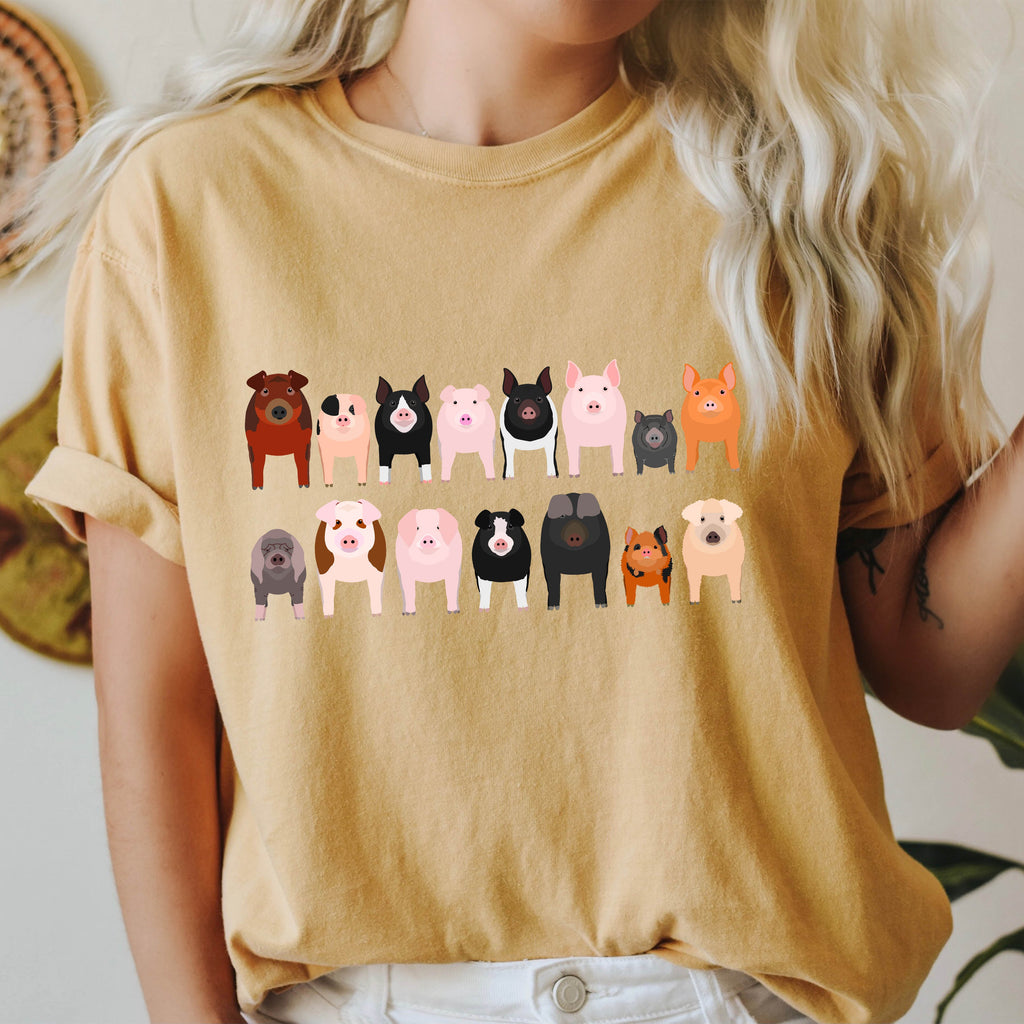 Pig Lovers Farm Animal Illustration Breeds Pet Portraits And Farm Life Enthusiasts Comfort Colors Tee