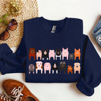Pig Breeds Farm Animal Lover Illustration Graphic For Pig Enthusiasts Sweatshirt