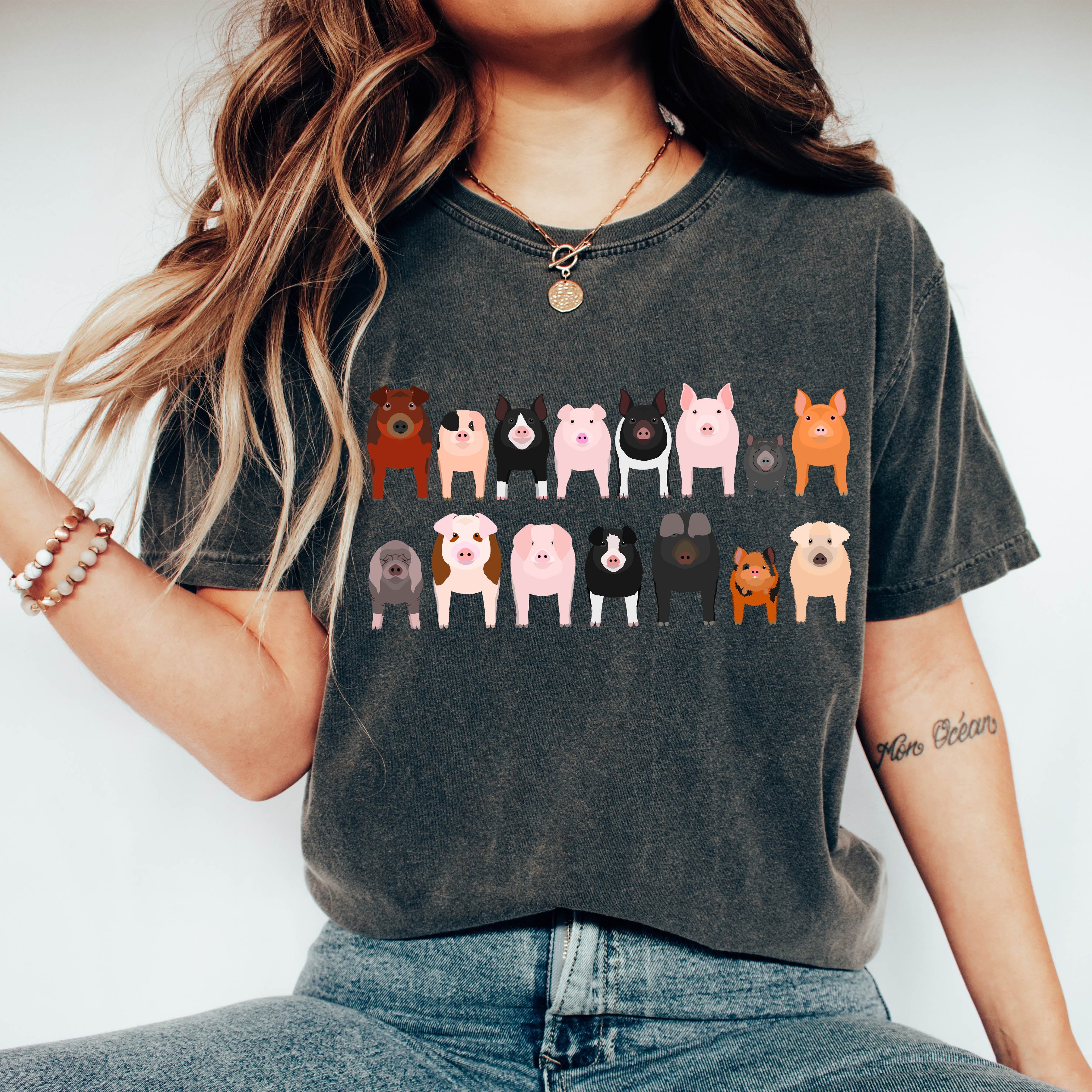 Pig Lovers Farm Animal Illustration Breeds Pet Portraits And Farm Life Enthusiasts Comfort Colors Tee