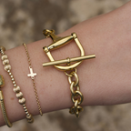 Equestrian Horse Bit Toggle Bracelet 18K Gold Non Tarnish