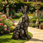 22'' Tall Mother Hare & Baby Cuddling Garden Statue