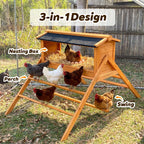 Chicken Nesting Box with Asphalt Roofing and Chicken Perch
