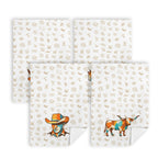 Baha Ranch Set of 4 Minimalistic Cowboy Western Cattle Brands Kitchen Towels Made in America
