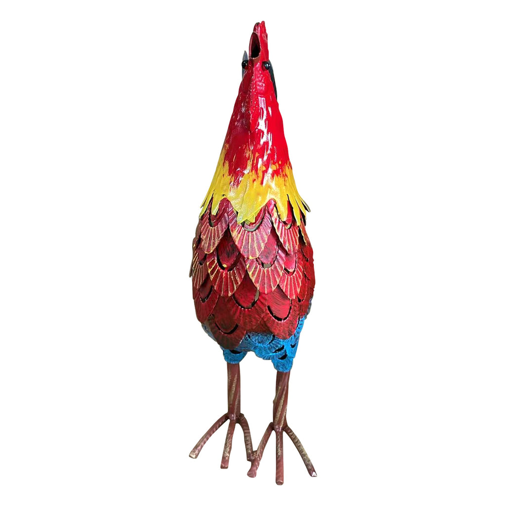 Wrought Iron Rooster Garden Statue