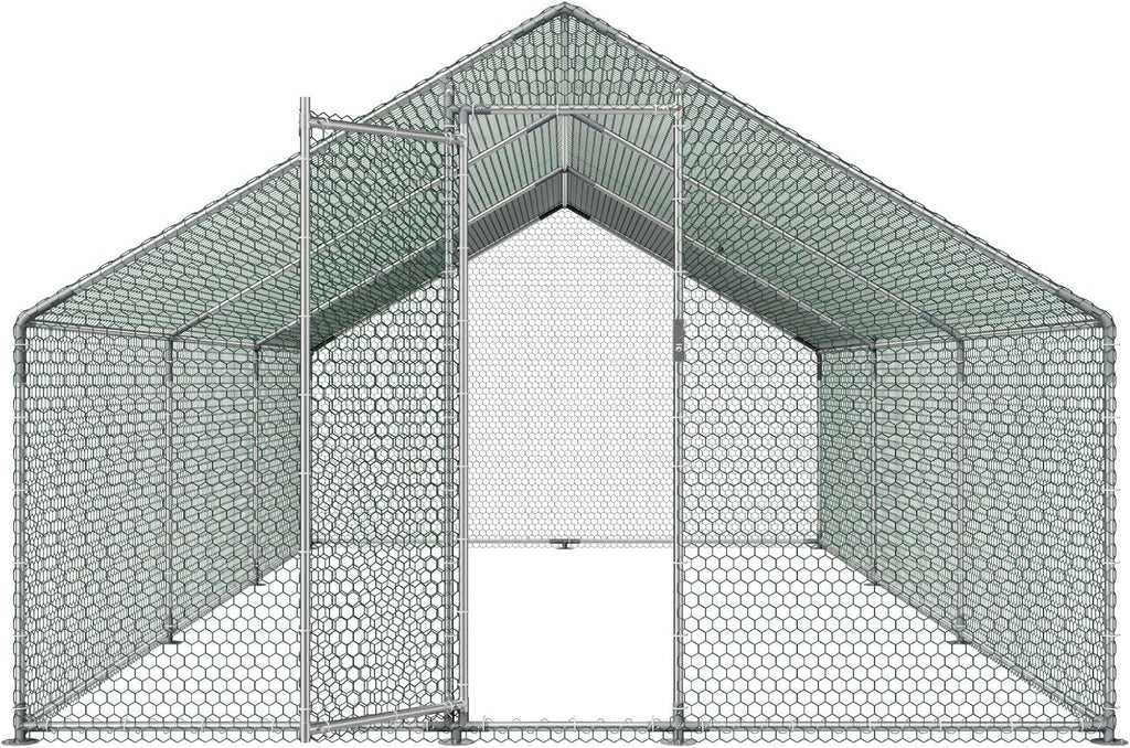 VEVOR Large Metal Chicken Coop, Walk-in Poultry Cage With Waterproof Cover, Outdoor Hen House For Chicken Duck Rabbit Farm