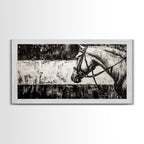 Monochrome Horse, Equestrian Wall Art, Canvas Print, Rustic Black and White Painting, Farmhouse Wall Decor, Western Wall Art