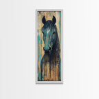 Rustic Blue Horse Painting Canvas Print Farmhouse Wall Art Vintage Horse Art Moody Art Living Room Art Southwest Wall Art