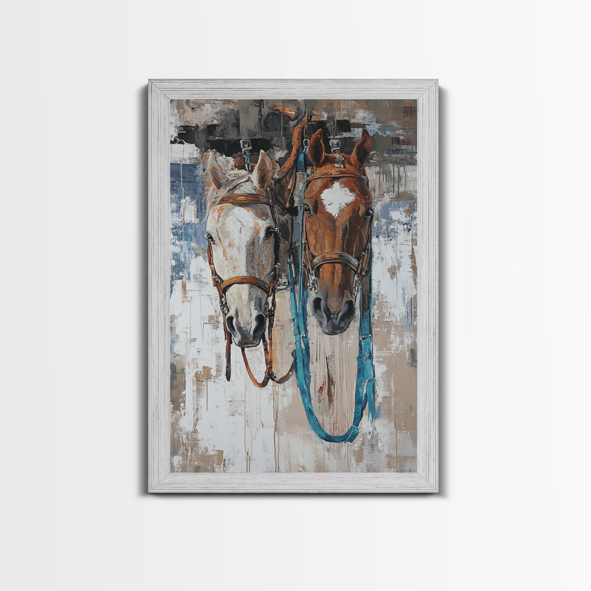 Horse Wall Art, Vintage Horse Art, Rustic Decor, Framed Canvas Print, Farmhouse Art, Moody Art, Equestrian Aesthetic, Above Bed Wall Art, Gift Idea