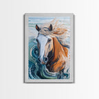 Wild Horse Painting, Coastal Horse Art, Nautical Wall Art, Rustic Wall Art, Boho Art, Canvas Print, Farmhouse Art, Gift Idea