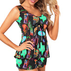 Baha Ranch Neon Rodeo Tankini & Boy Shorts Swim Set