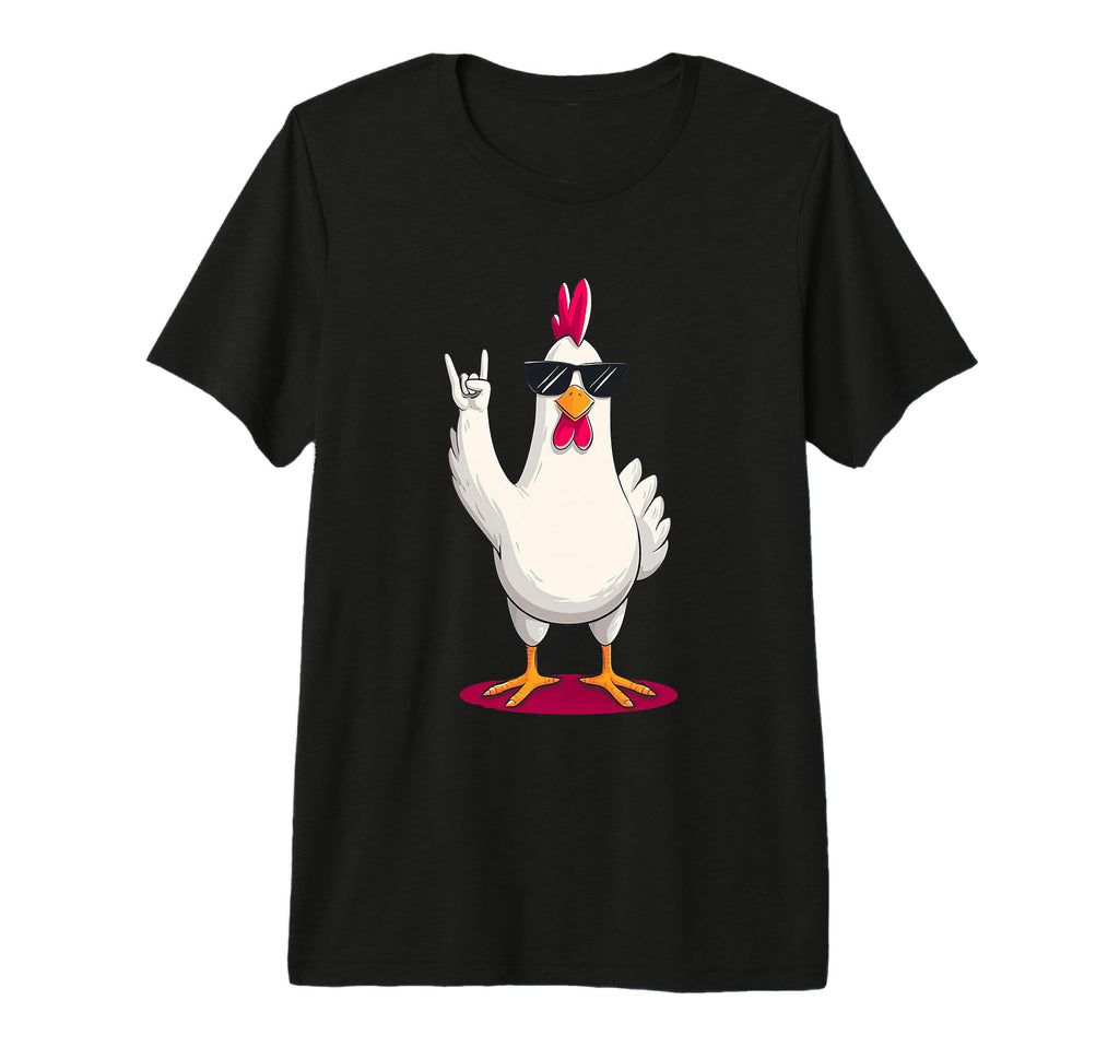 Chicken Funny Animal Cartoon Rock T-Shirt - Fun Novelty Design Men Women