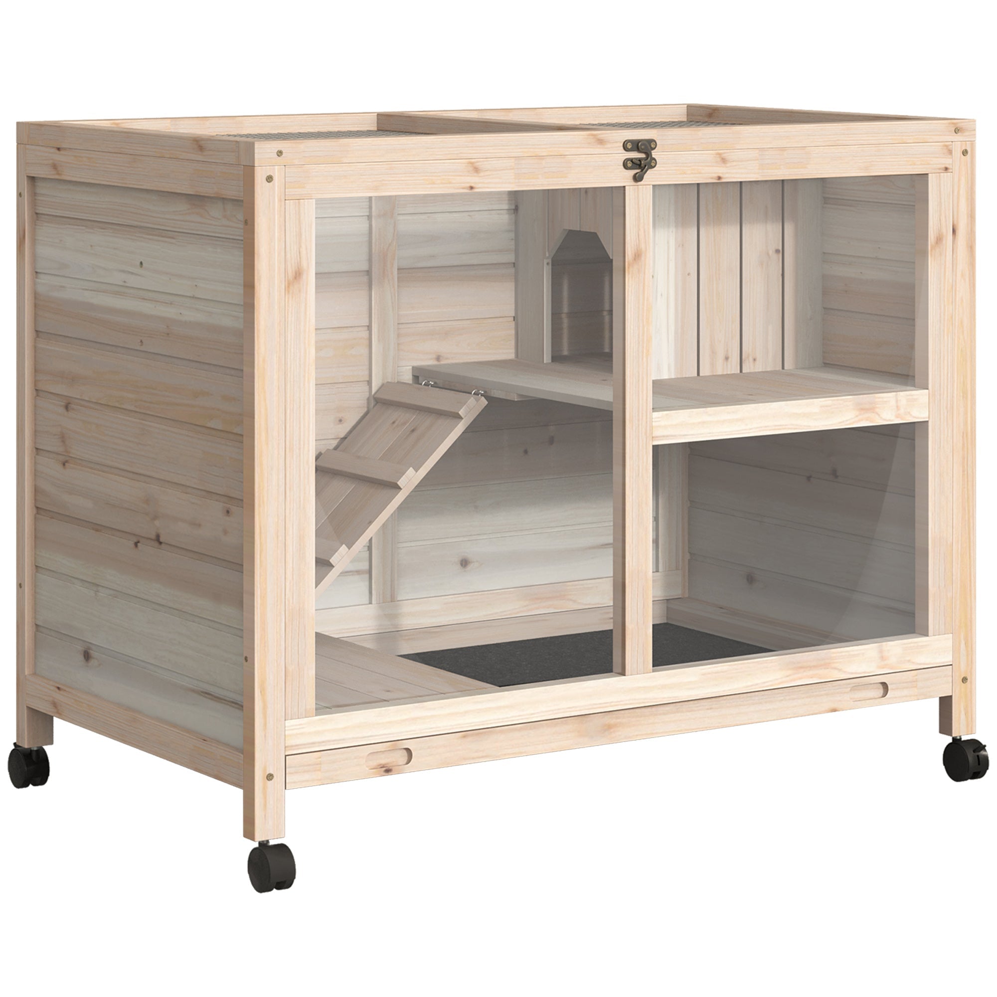 PawHut Indoor Rabbit Hutch with Wheels