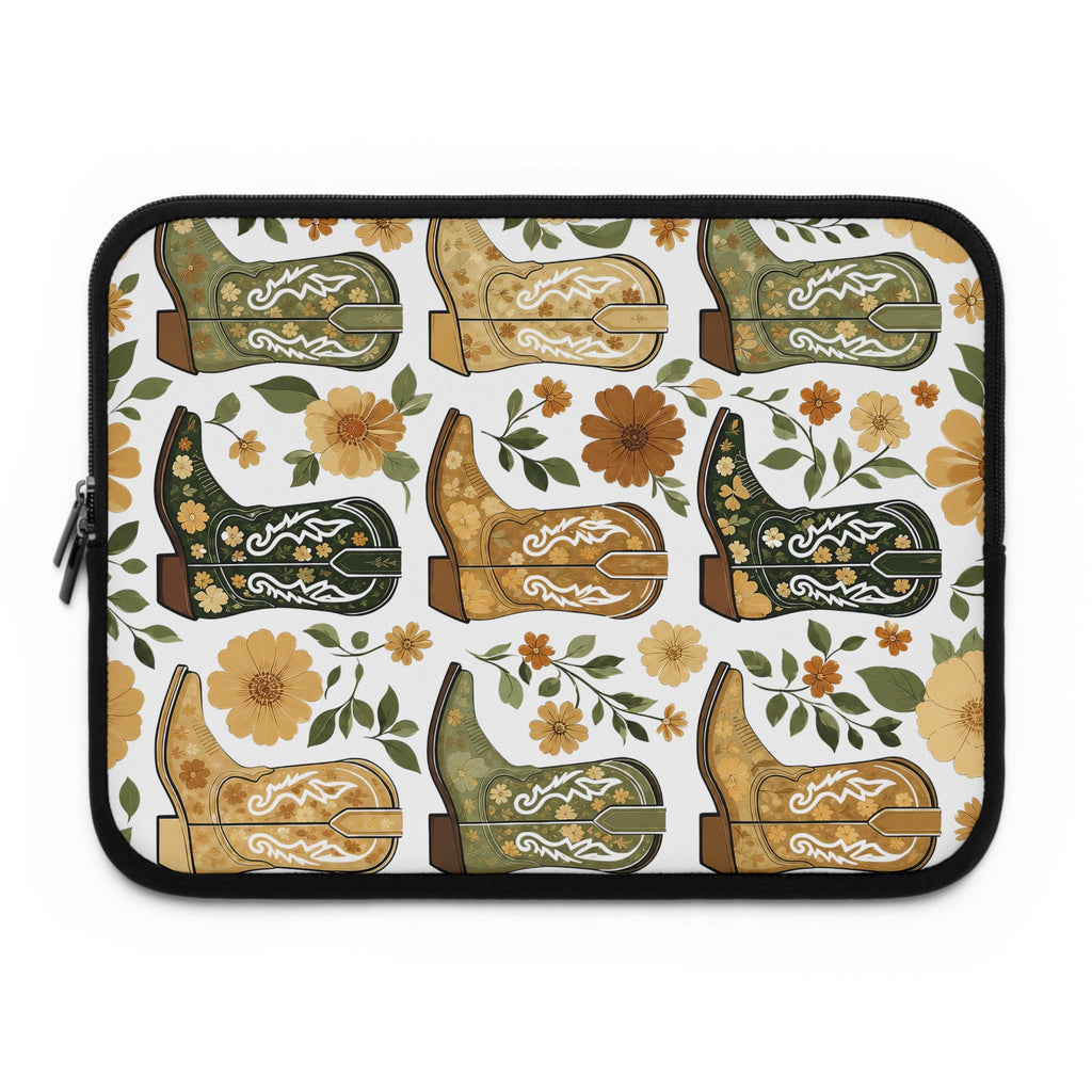 Vintage Cowboy Boot Laptop Sleeve | Golden Western Floral Tech Cover